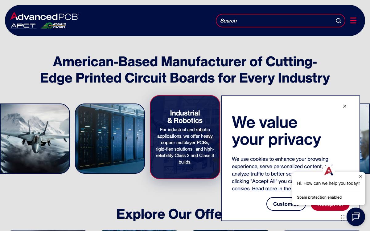 Screenshot of the website reached at 4pcb.com