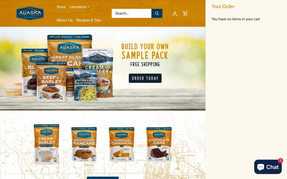 Screenshot of the website reached at alaskaflour.com