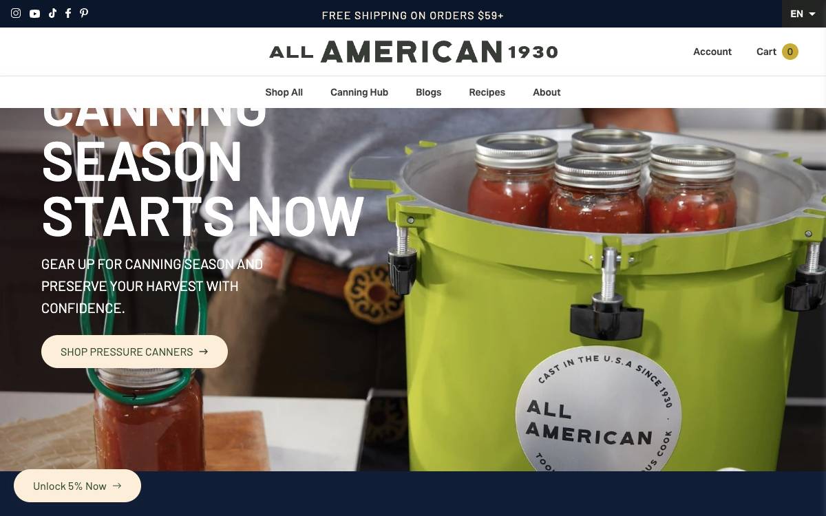 Screenshot of the website reached at allamerican1930.com