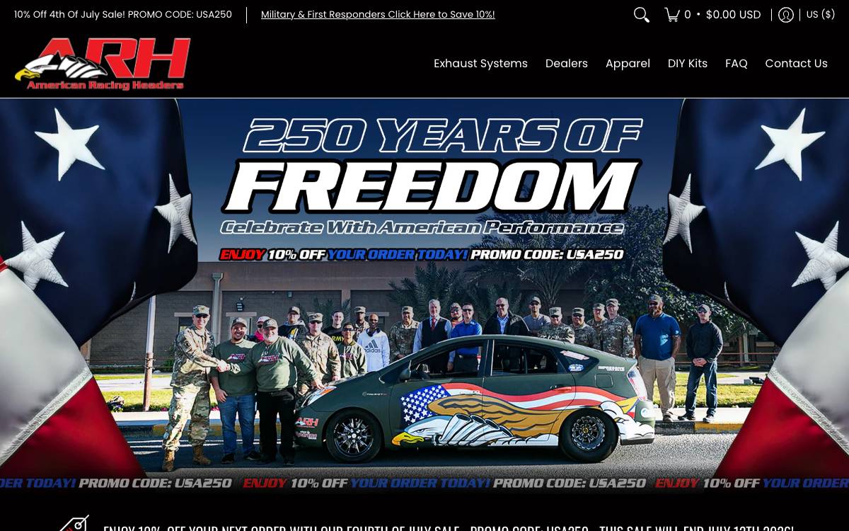 Screenshot of the website reached at americanracingheaders.com