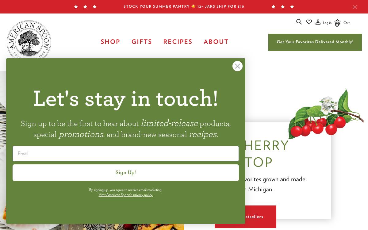 Screenshot of the website reached at americanspoon.com