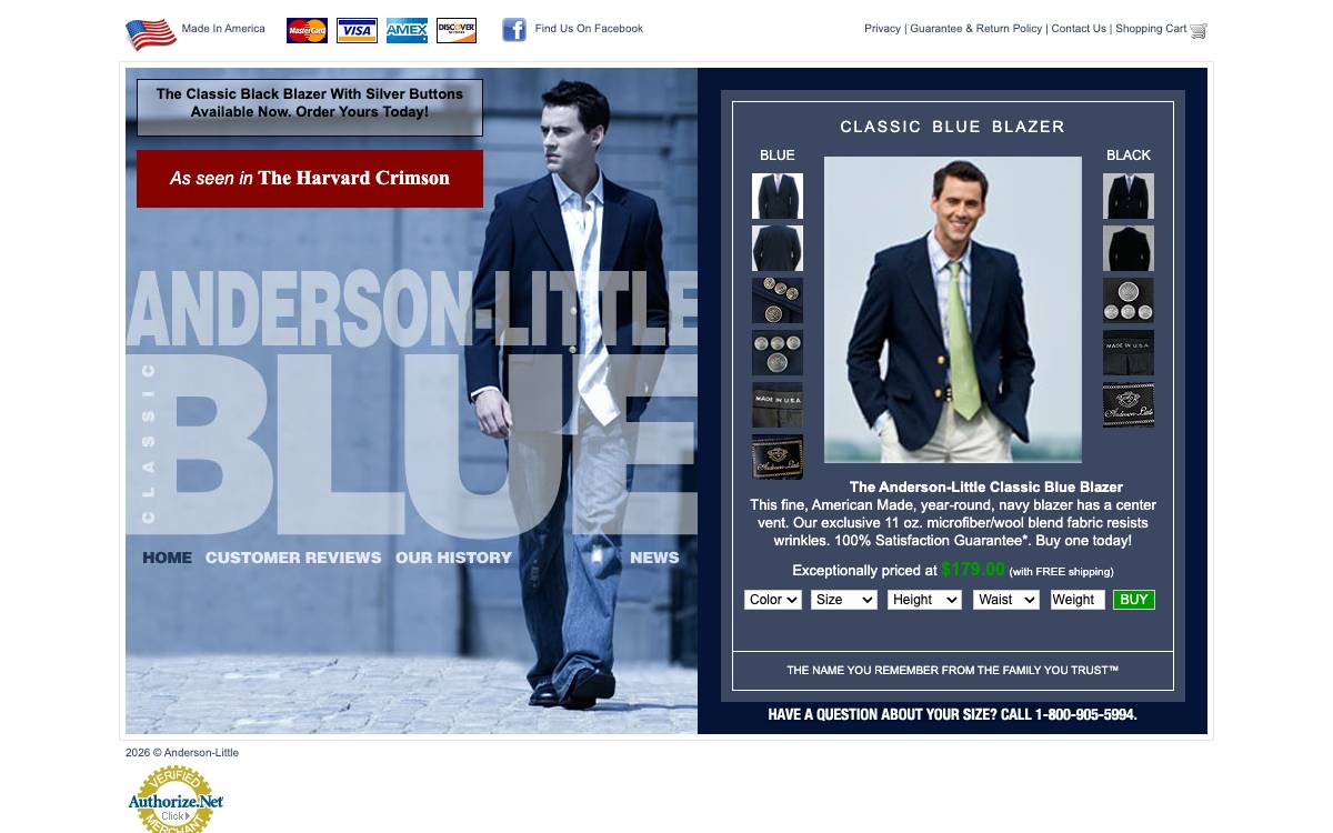 Screenshot of the website reached at andersonlittle.com