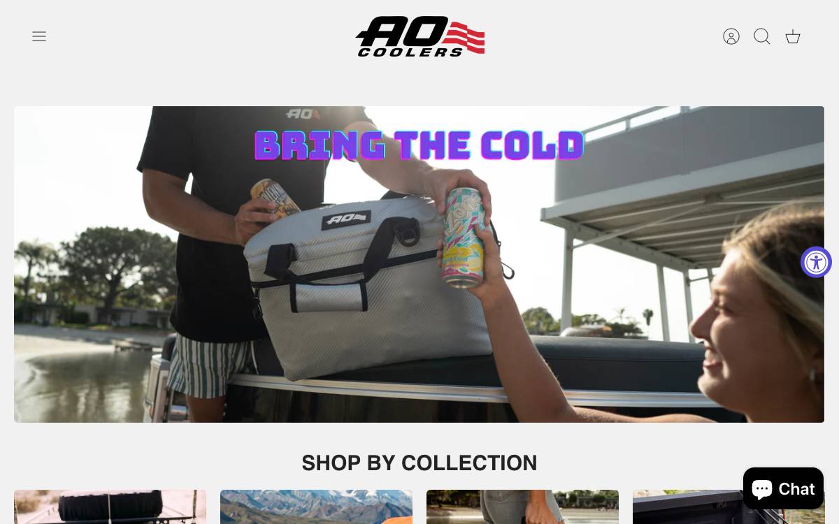 Screenshot of the website reached at aocoolers.com