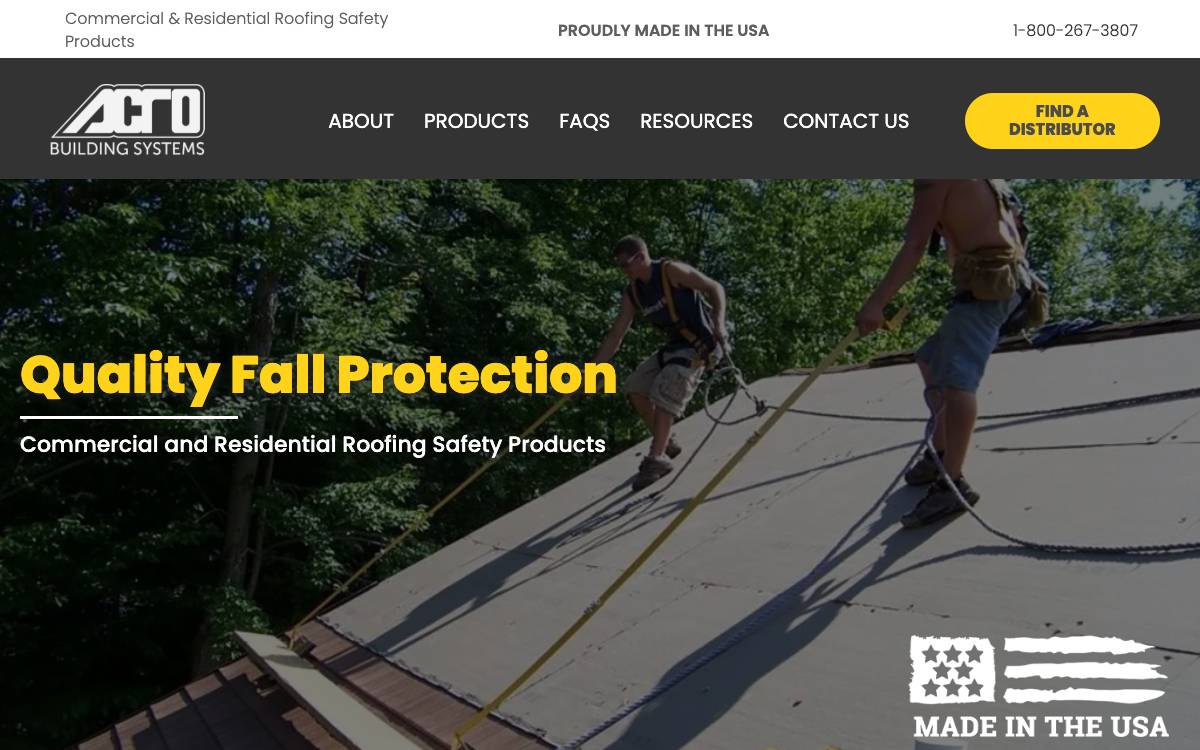 Screenshot of the website reached at acrobuildingsystems.com