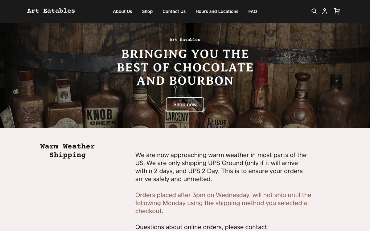 Screenshot of the website reached at arteatables.com