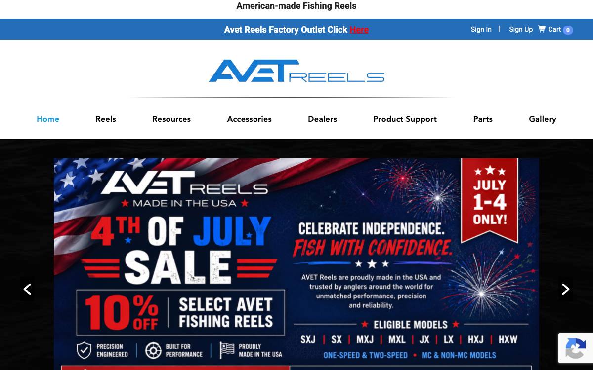 Screenshot of the website reached at avetreels.net