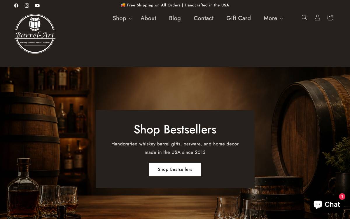 Screenshot of the website reached at barrel-art.com