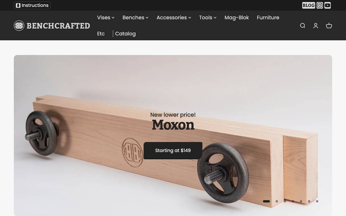 Screenshot of the website reached at benchcrafted.com