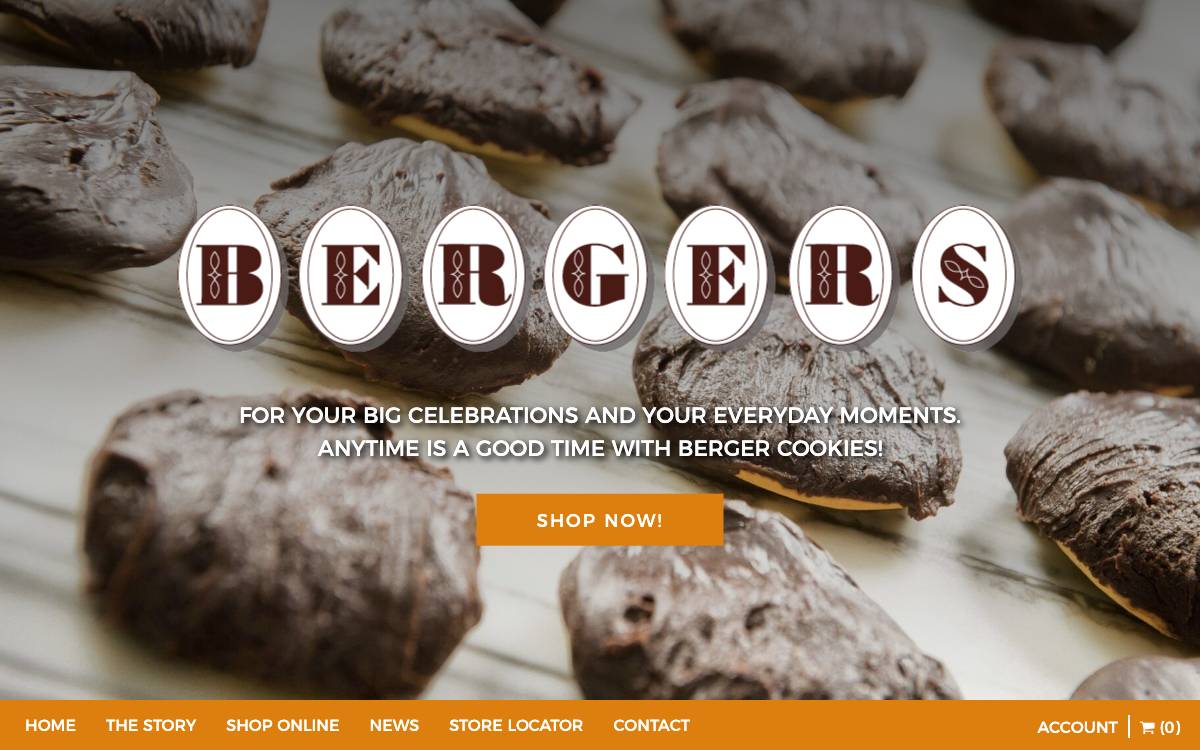 Screenshot of the website reached at bergercookies.com