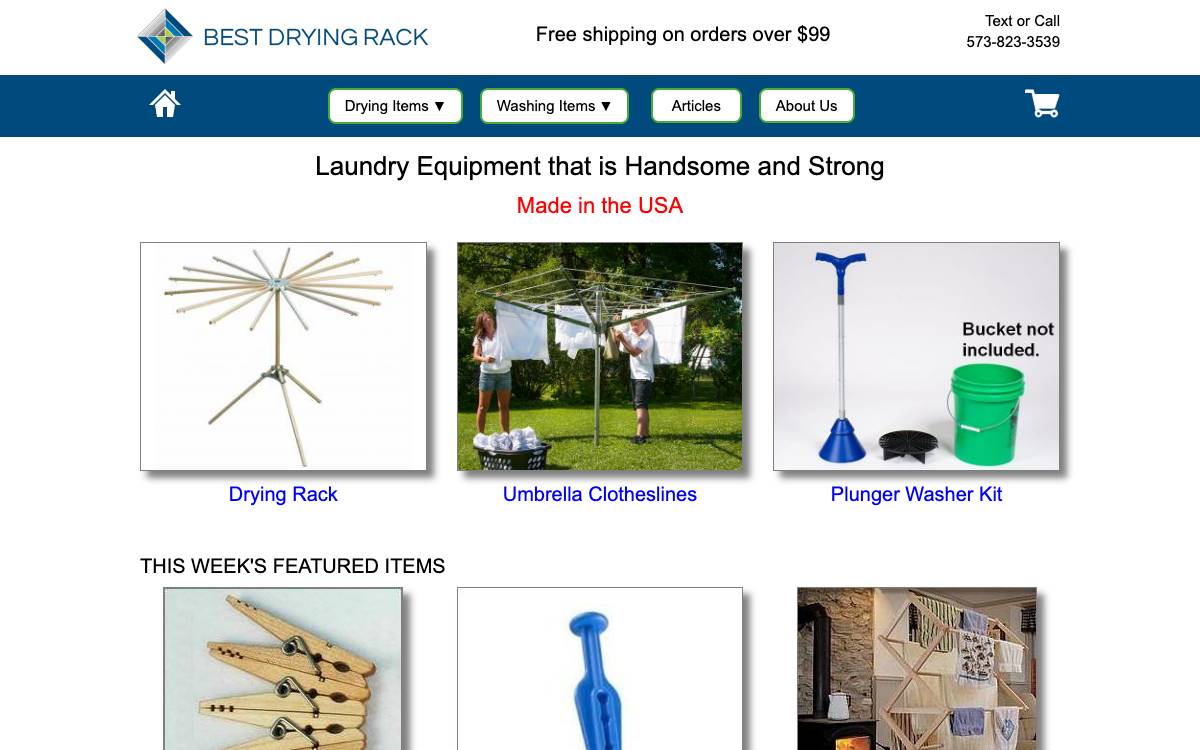 Screenshot of the website reached at bestdryingrack.com