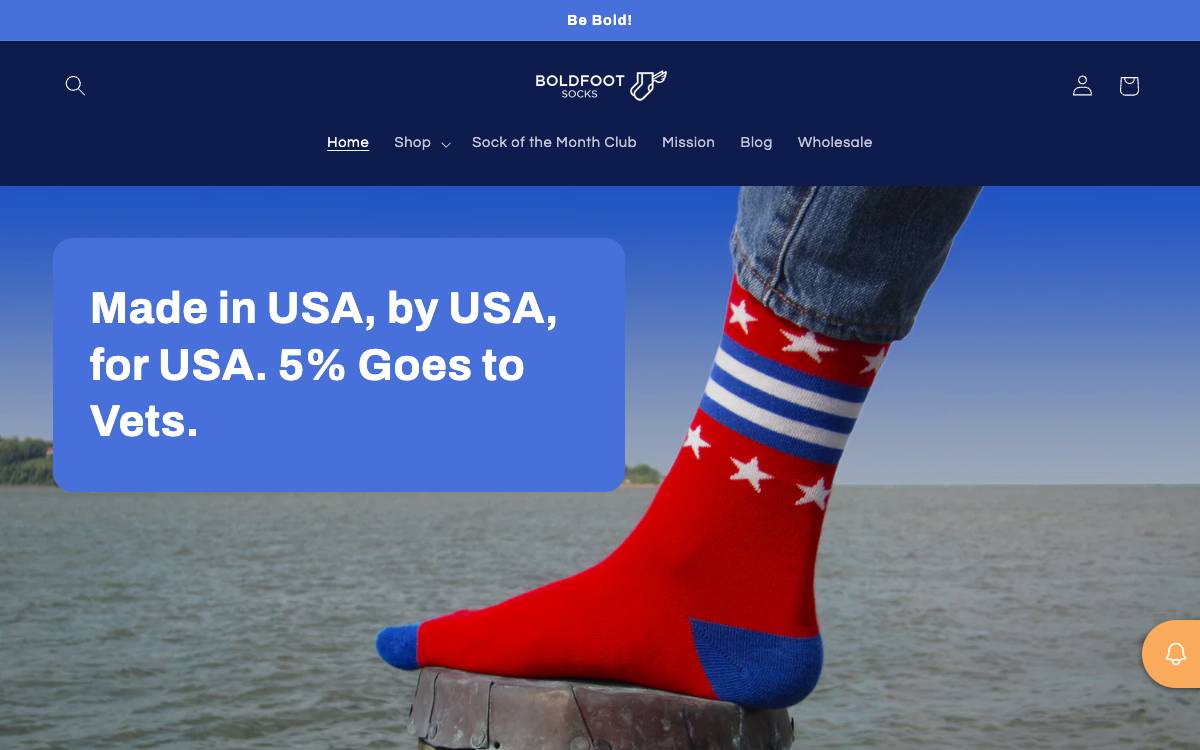 Screenshot of the website reached at boldfoot.com