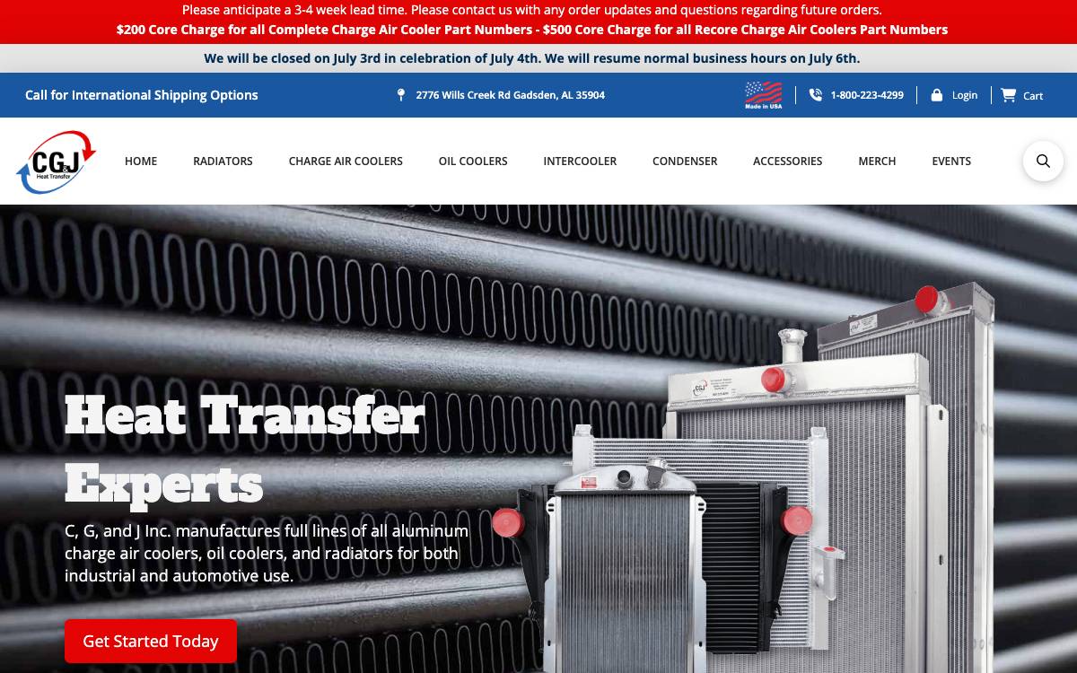 Screenshot of the website reached at cgj.com