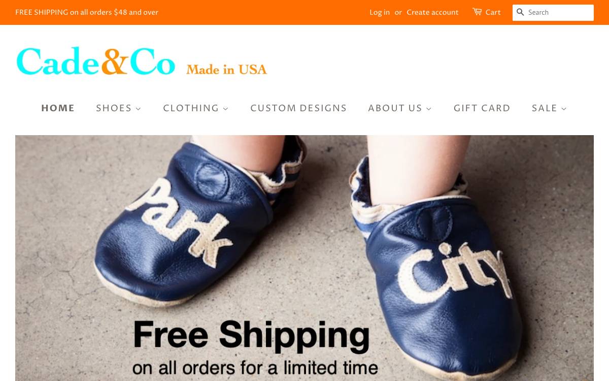 Screenshot of the website reached at cadeandco.com