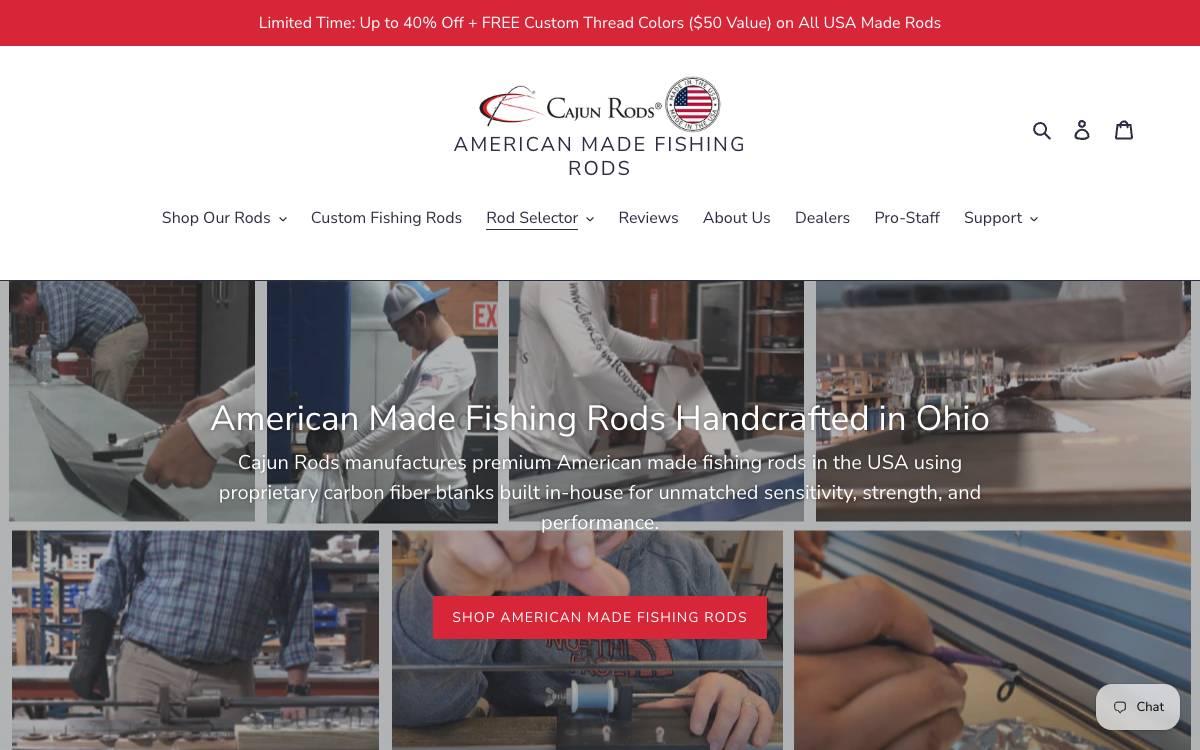 Screenshot of the website reached at cajunrods.com