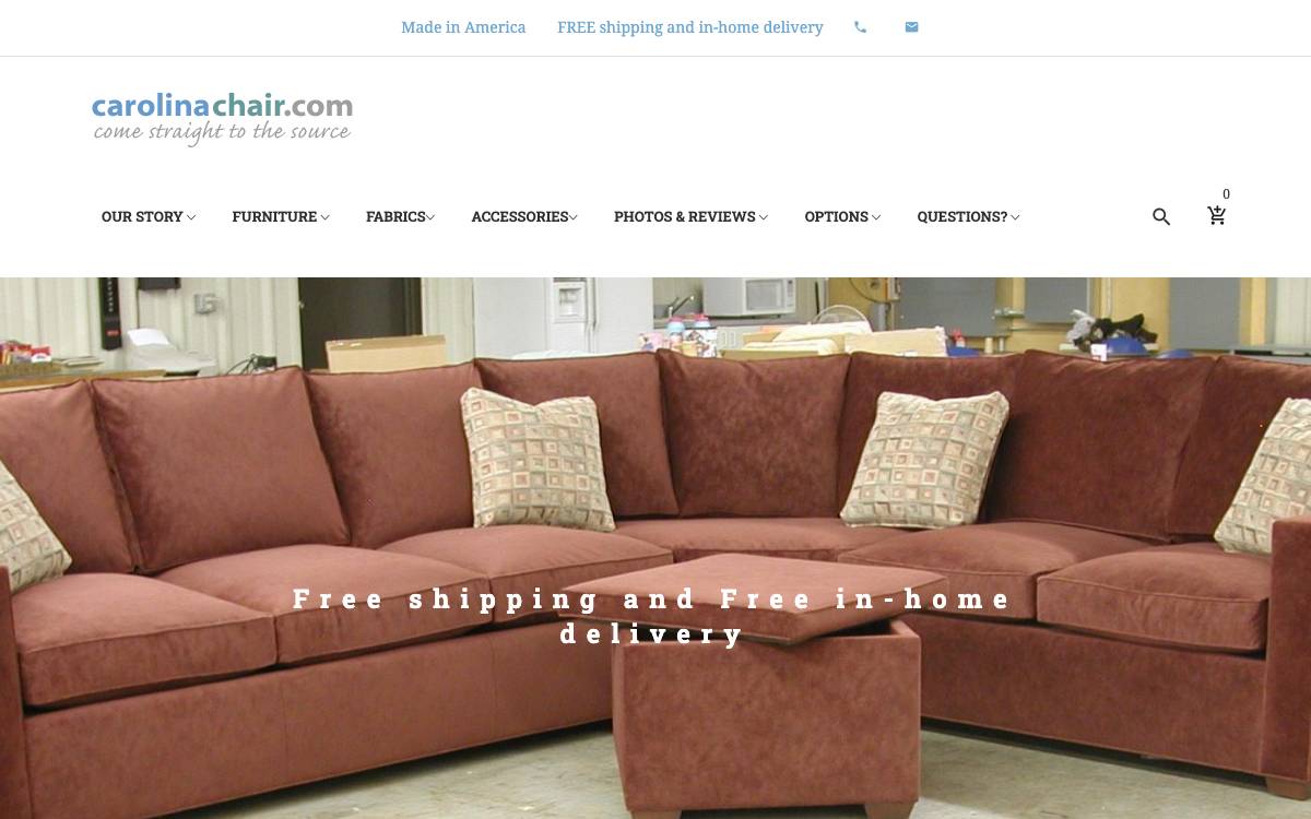 Screenshot of the website reached at carolinachair.com
