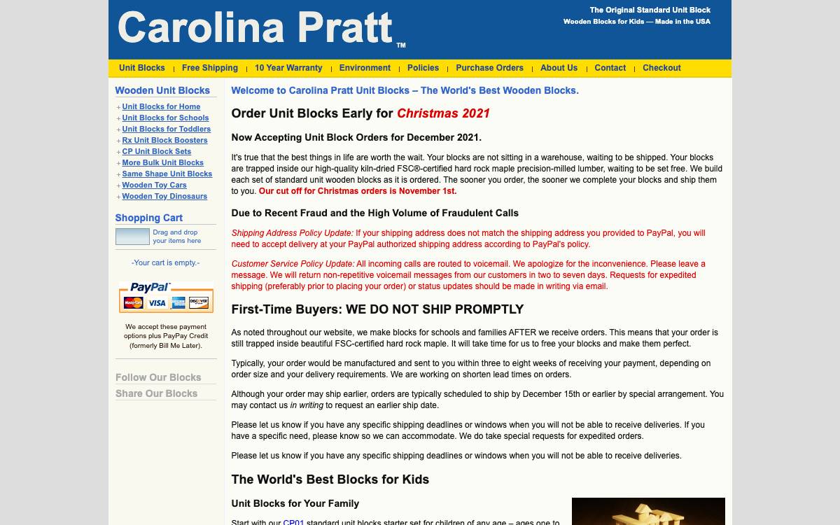 Screenshot of the website reached at cpunitblocks.com