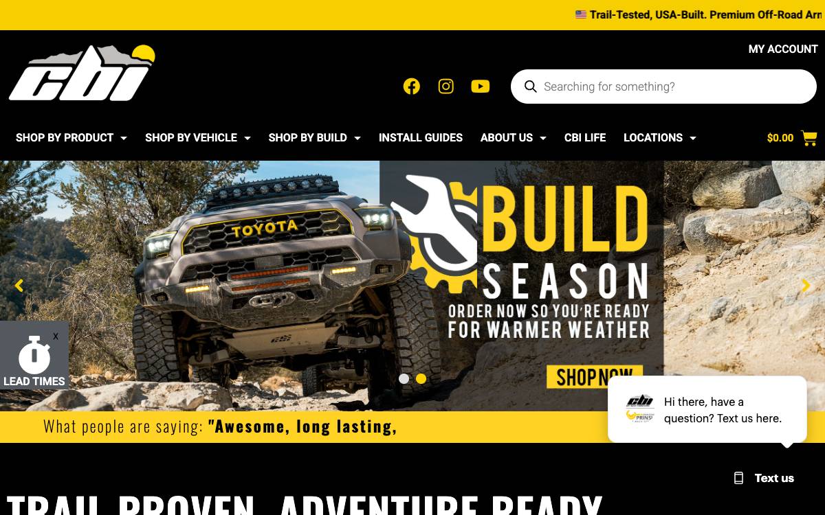 Screenshot of the website reached at cbioffroadfab.com