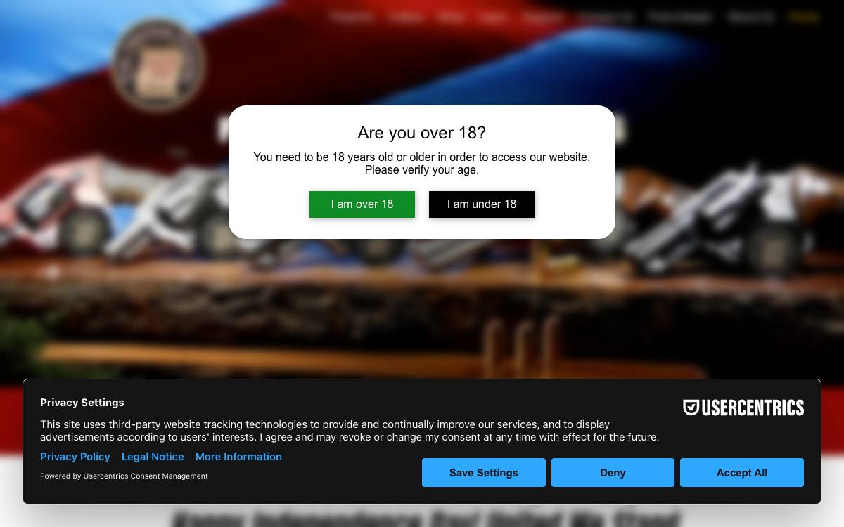 Screenshot of the website reached at charterfirearms.com