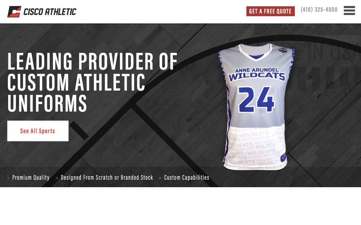 Screenshot of the website reached at ciscoathletic.com