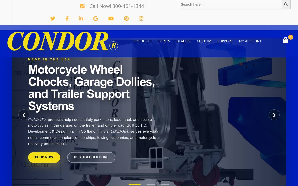Screenshot of the website reached at condor-lift.com