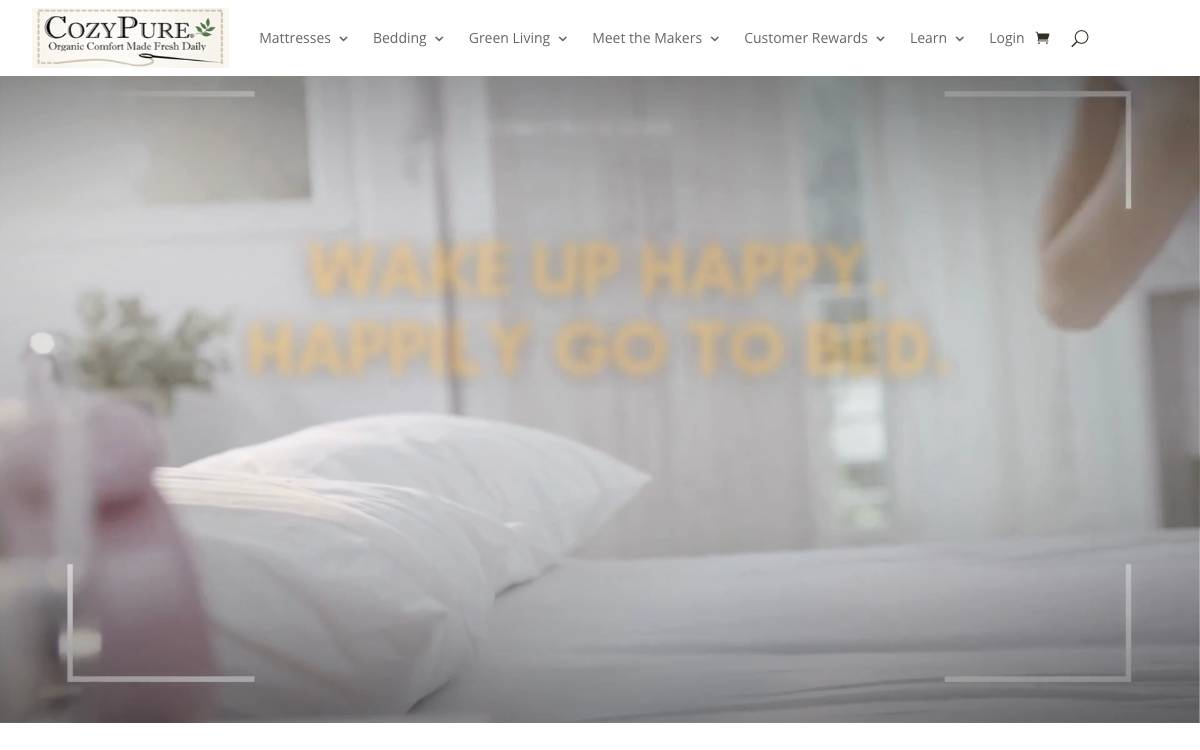 Screenshot of the website reached at cozypure.com