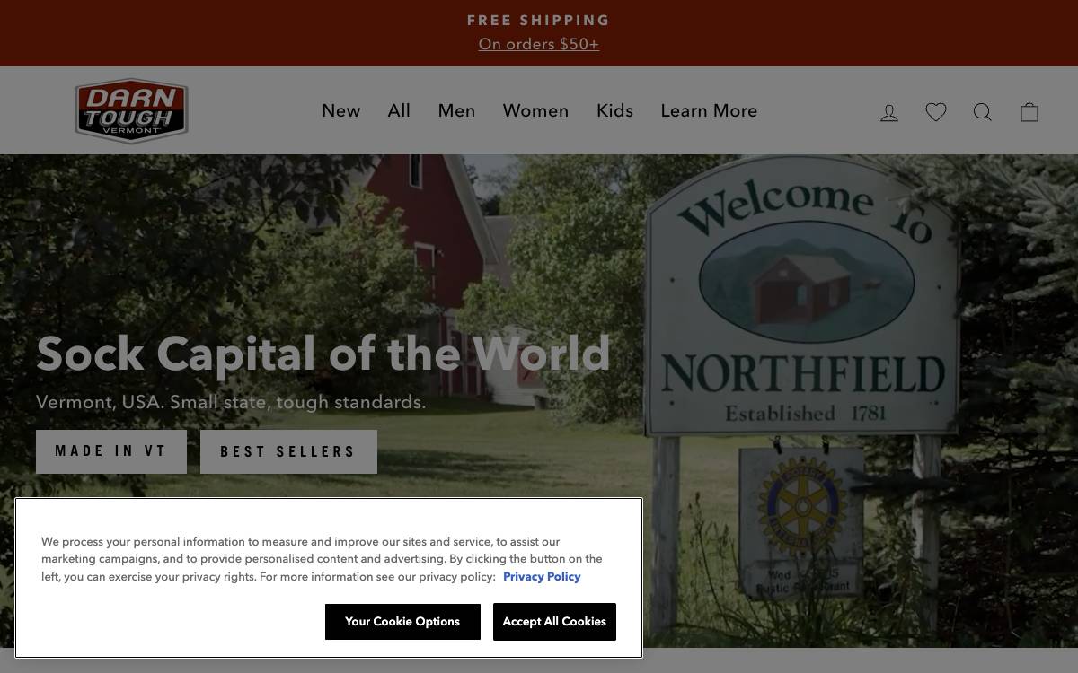 Screenshot of the website reached at darntough.com