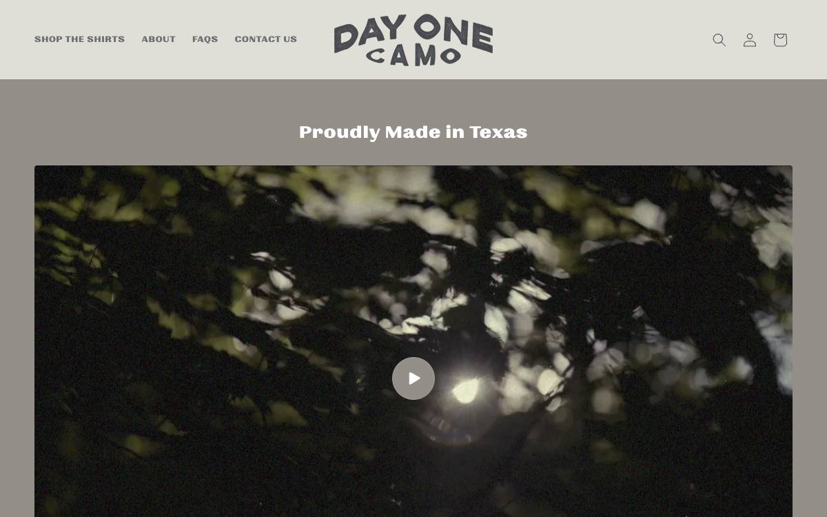 Screenshot of the website reached at dayonecamouflage.com