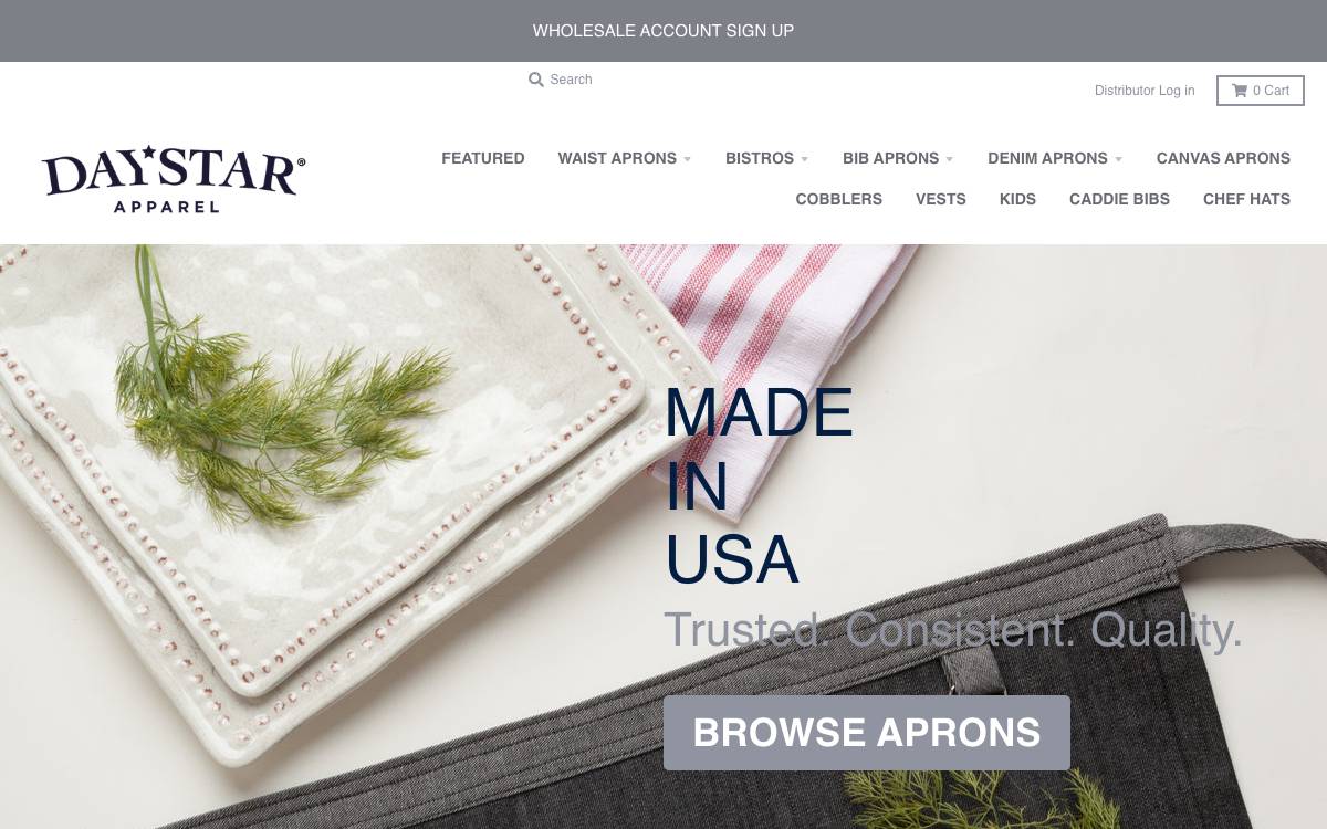 Screenshot of the website reached at daystarapparel.com
