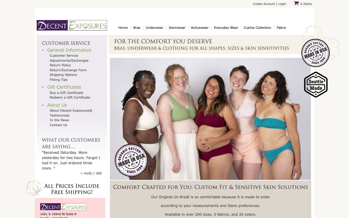 Screenshot of the website reached at decentexposures.com
