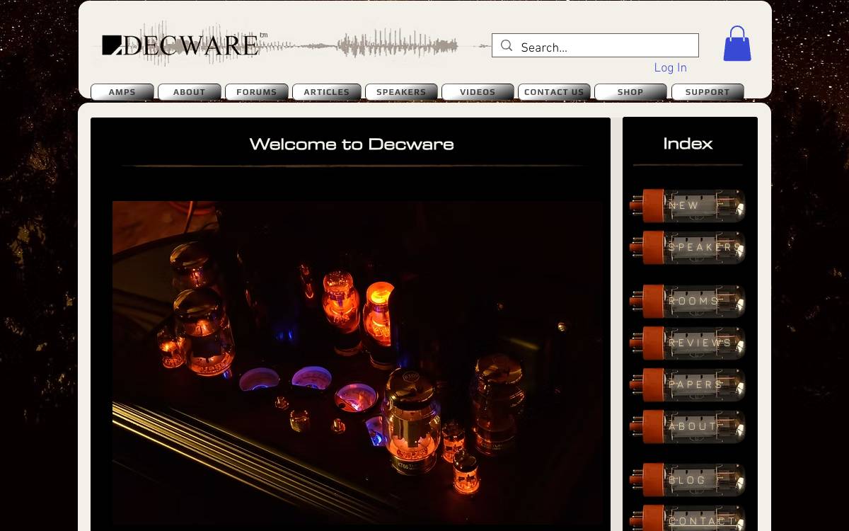Screenshot of the website reached at decware.com