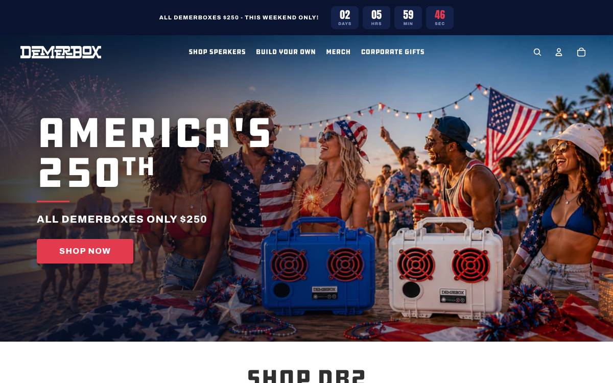 Screenshot of the website reached at demerbox.com