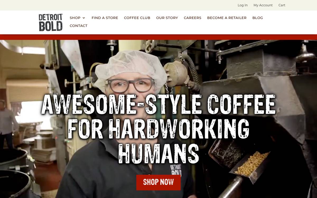 Screenshot of the website reached at detroitboldcoffee.com