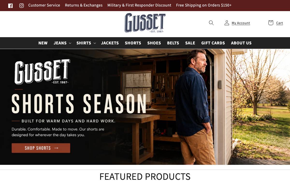Screenshot of the website reached at gusset.com