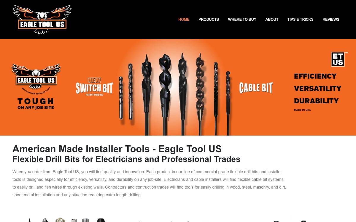 Screenshot of the website reached at eagle-tool.us