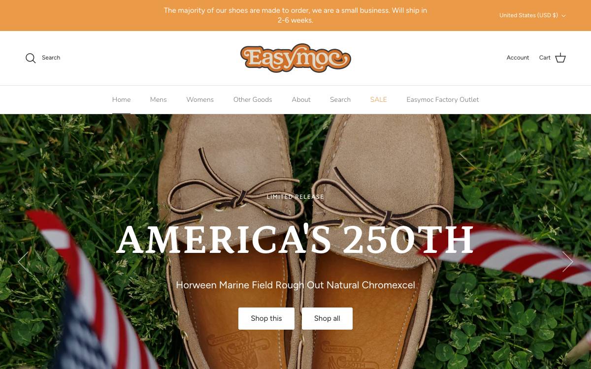 Screenshot of the website reached at easymocs.com