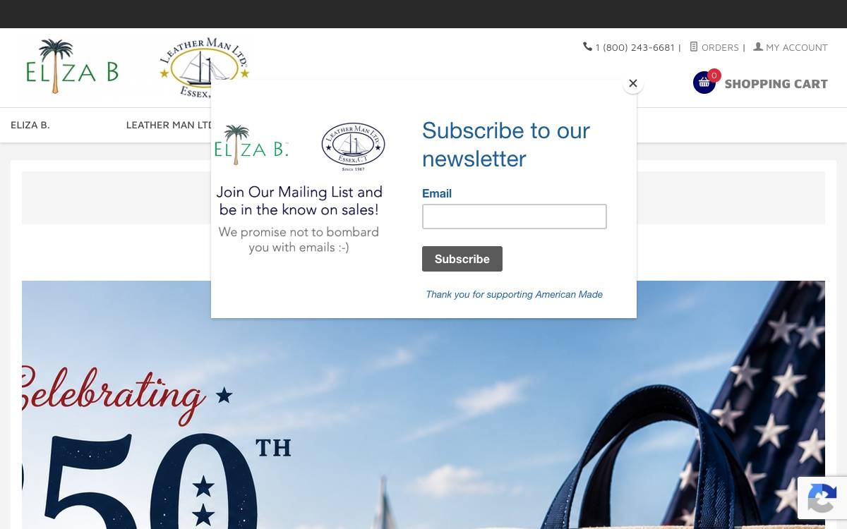Screenshot of the website reached at elizab.com