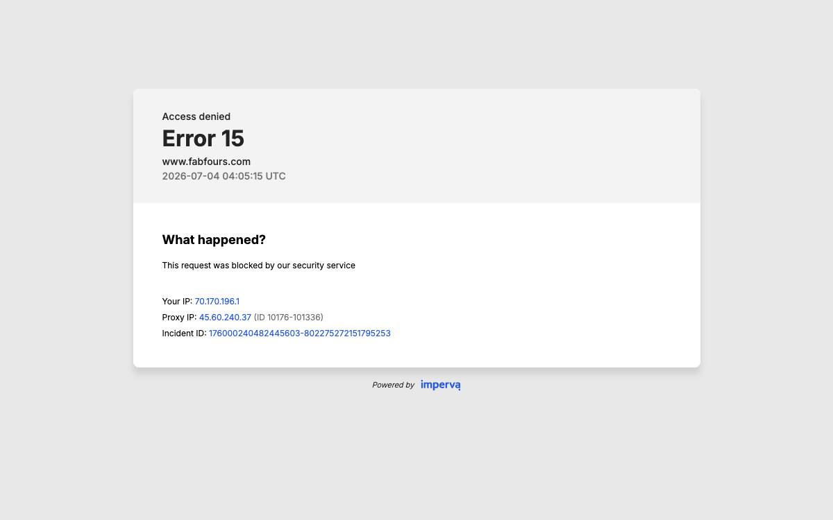 Screenshot of the website reached at fabfours.com