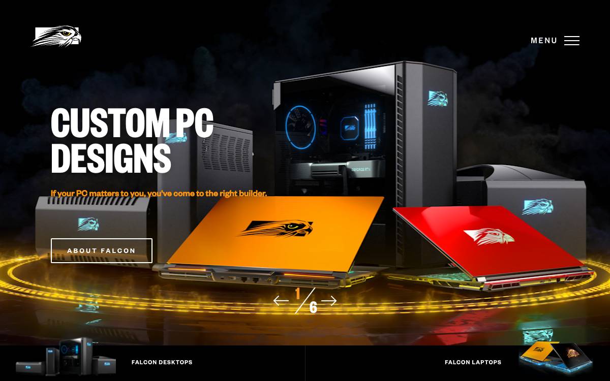 Screenshot of the website reached at falcon-nw.com