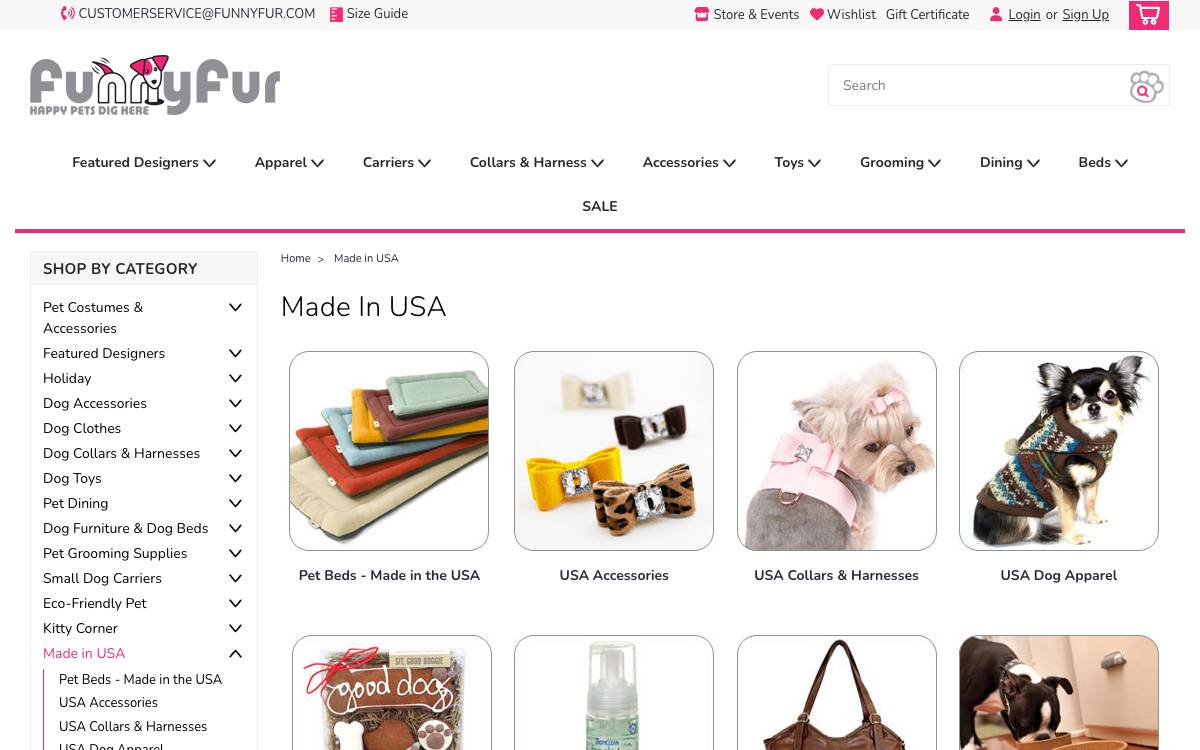 Screenshot of the website reached at funnyfur.com
