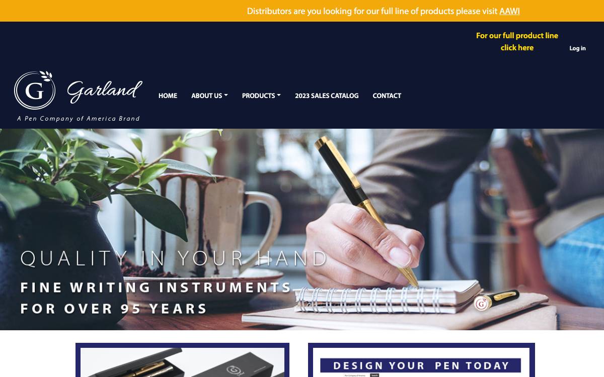 Screenshot of the website reached at garlandpen.com