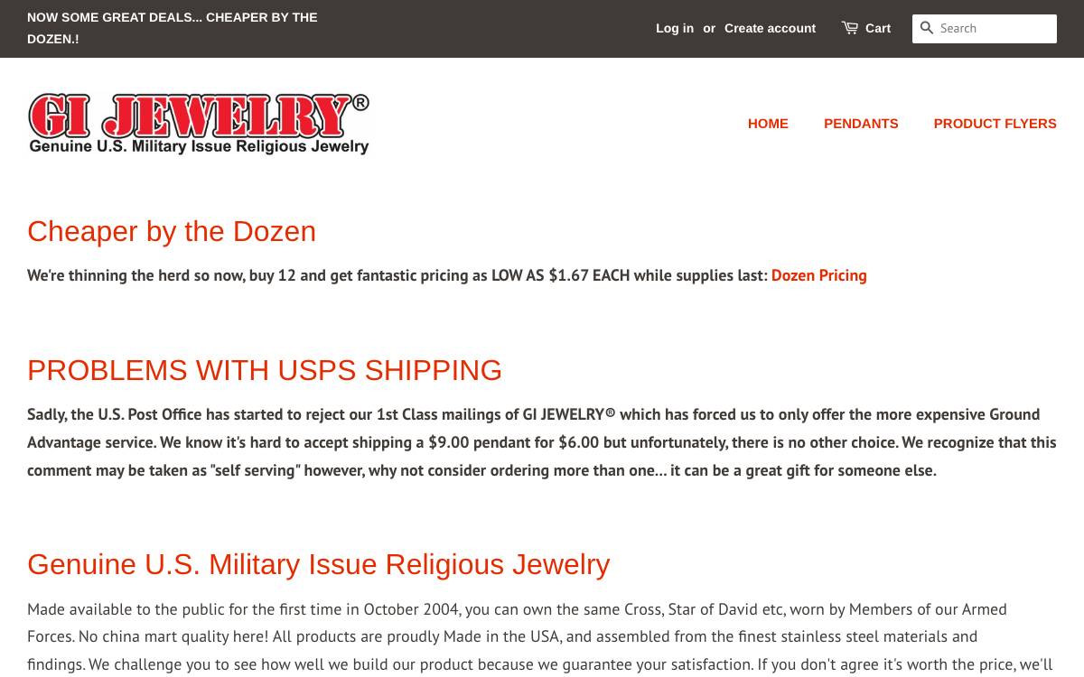 Screenshot of the website reached at gijewelry.com