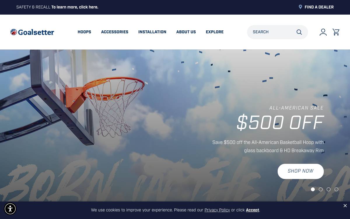 Screenshot of the website reached at goalsetter.com