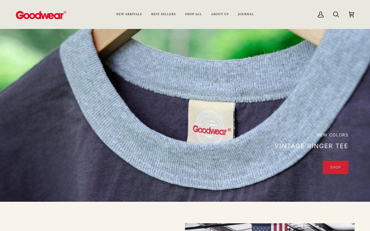 Screenshot of the website reached at goodwear.com