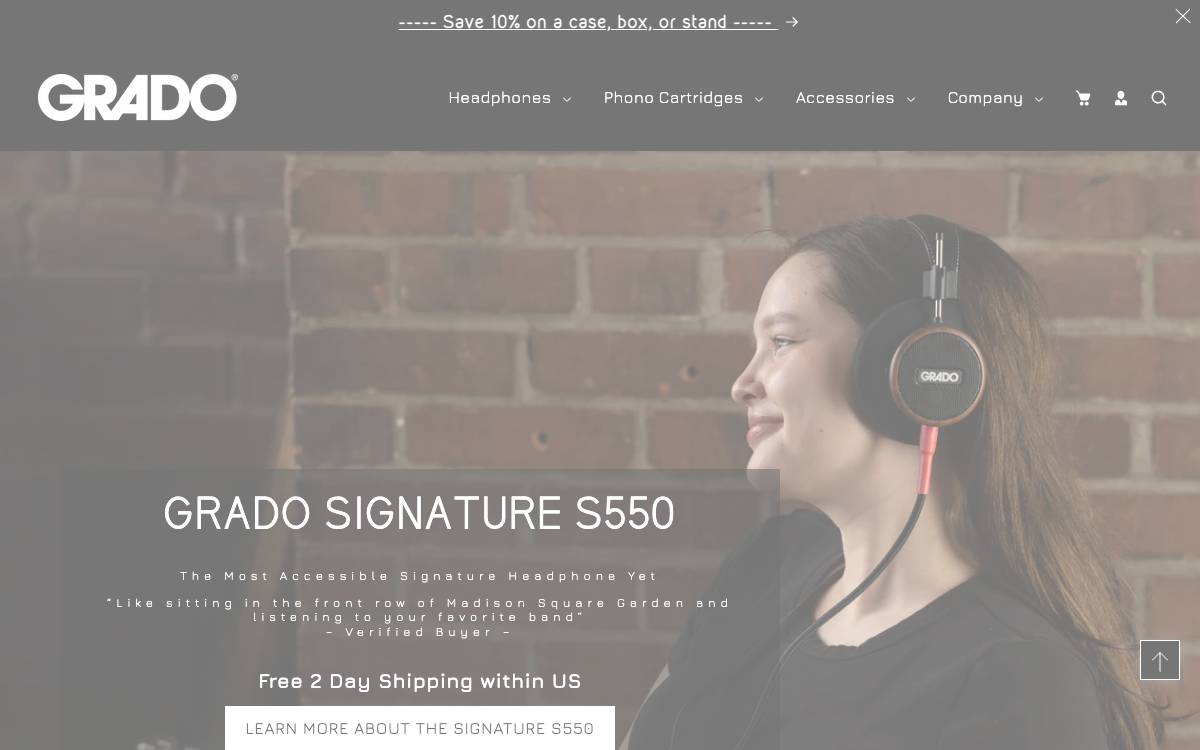 Screenshot of the website reached at gradolabs.com