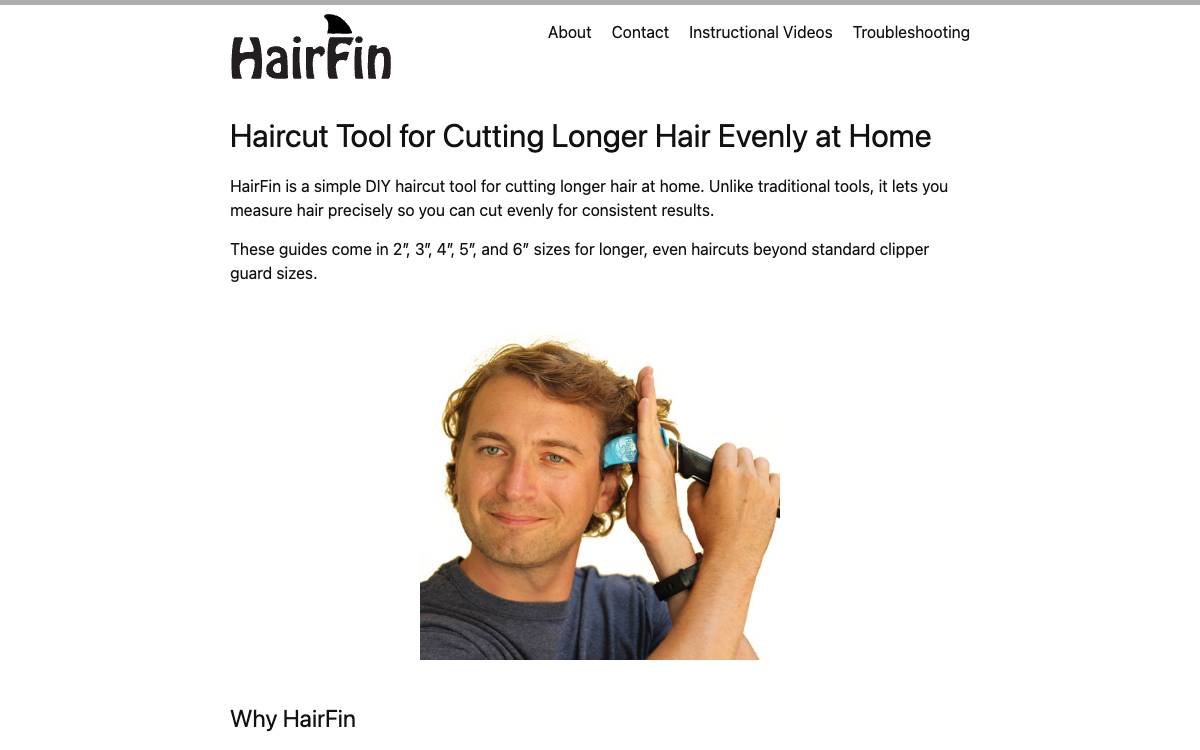 Screenshot of the website reached at hairfin.com