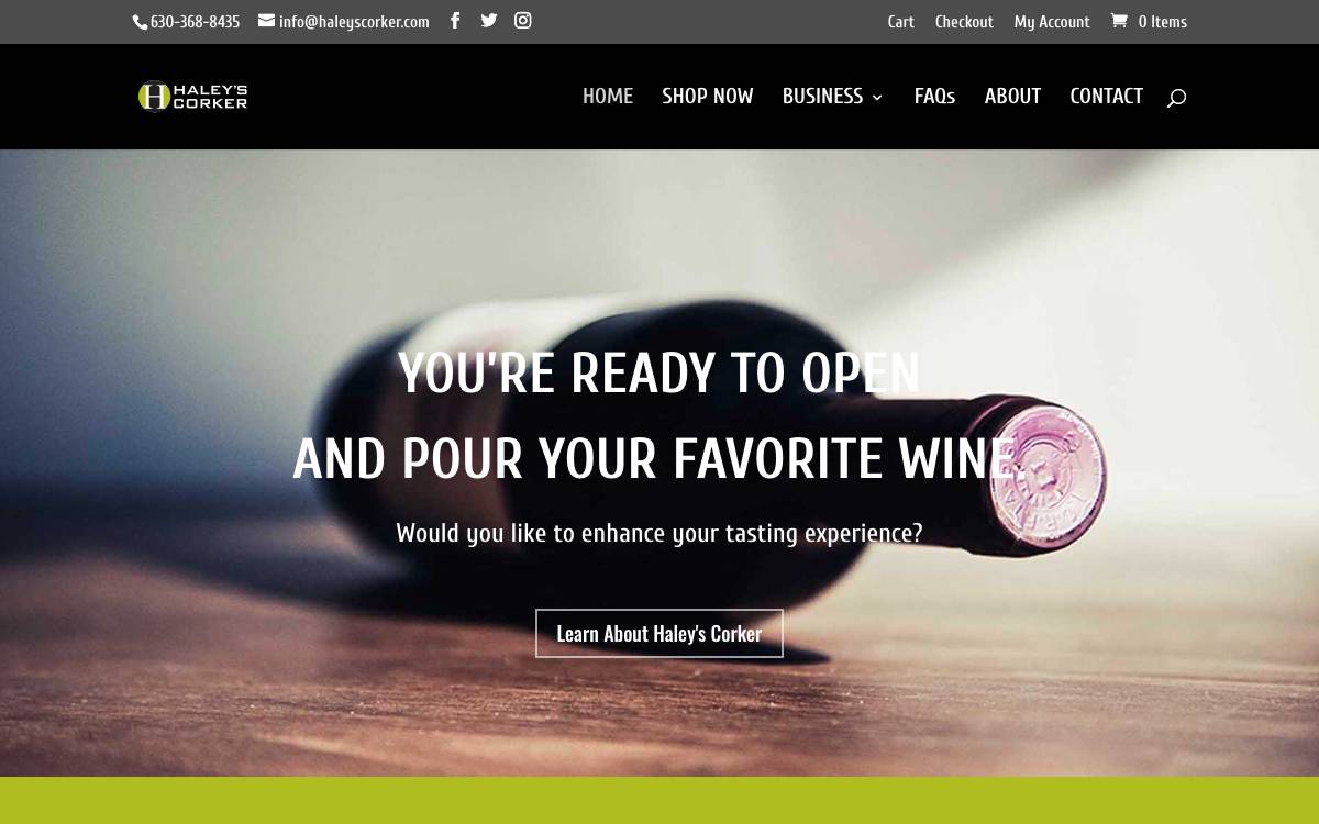 Screenshot of the website reached at haleyscorker.com