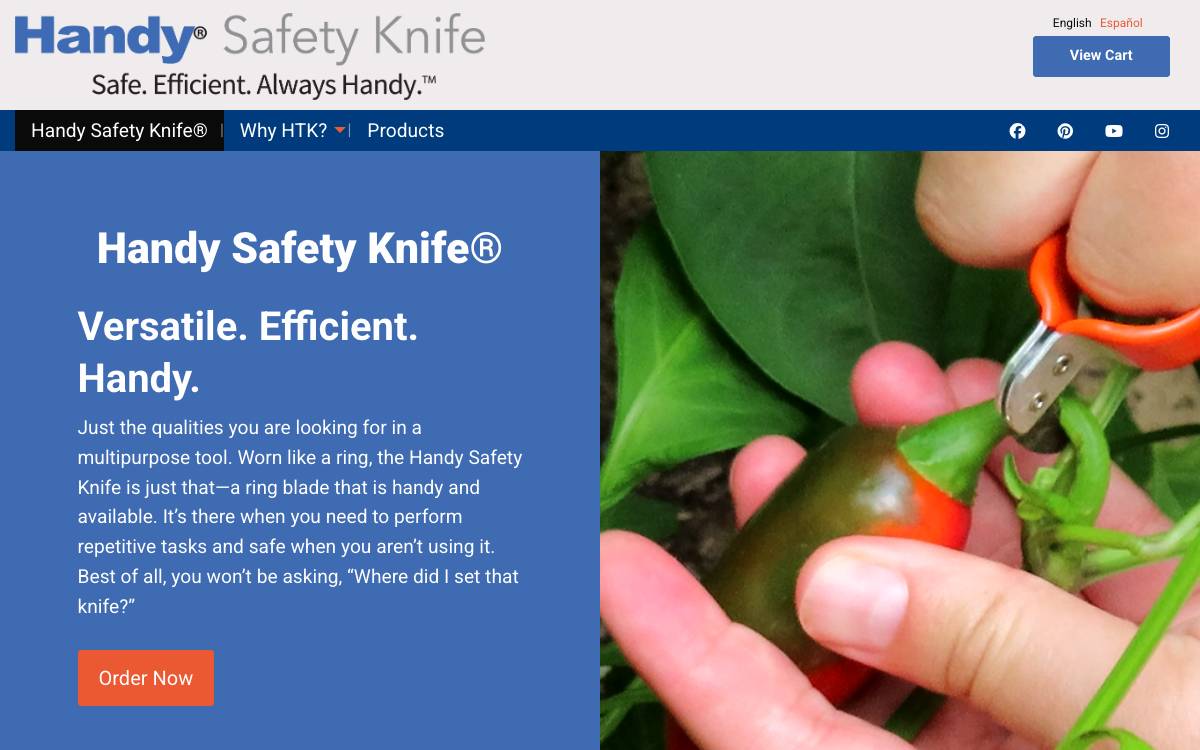 Screenshot of the website reached at handysafetyknife.com