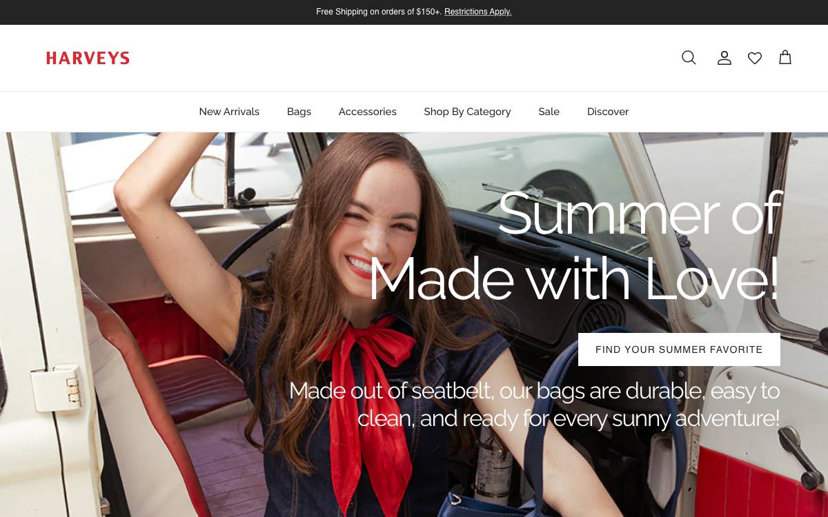 Screenshot of the website reached at shopharveys.com