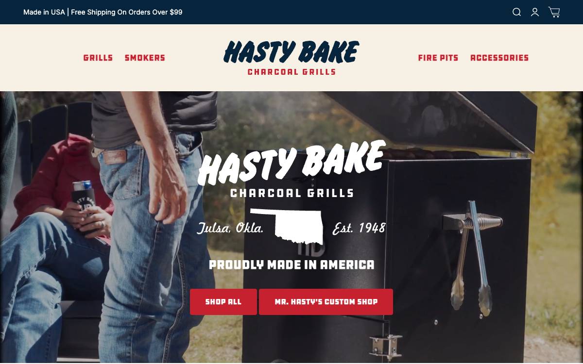 Screenshot of the website reached at hastybake.com