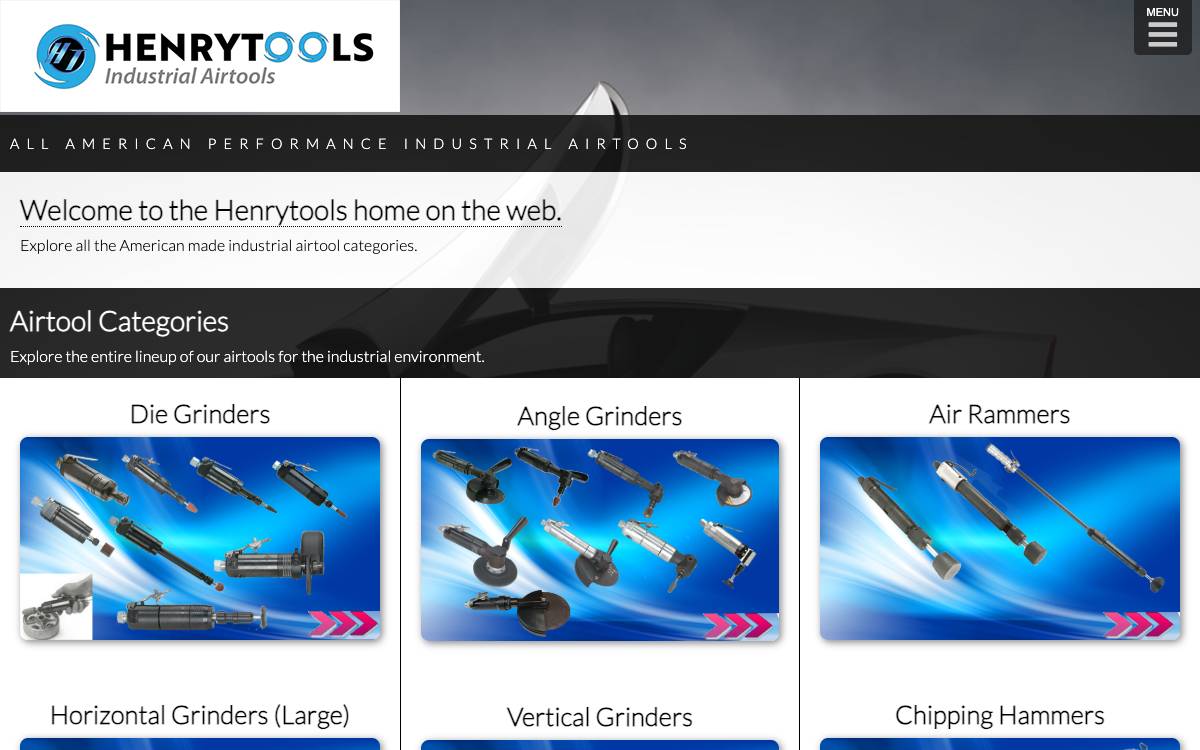Screenshot of the website reached at henrytools.com